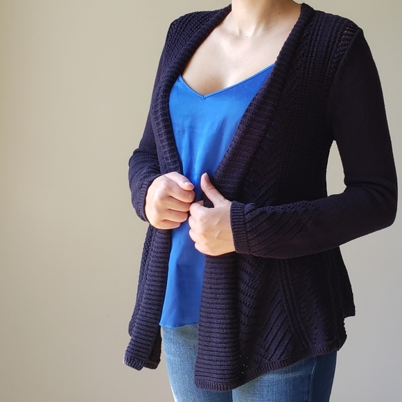 Rosie Neira Navy Nansen Pointelle Open Cardigan S - Picture 1 of 8